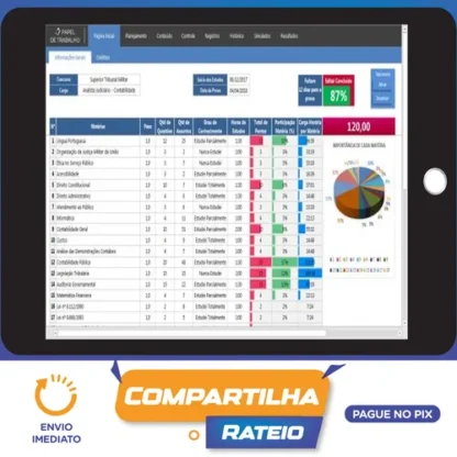 Planilha Controle de Estudos para Concursos Públicos Pro - Papel de Trabalho